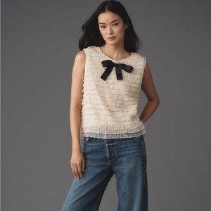 Tiered ruffle sleeveless blouse